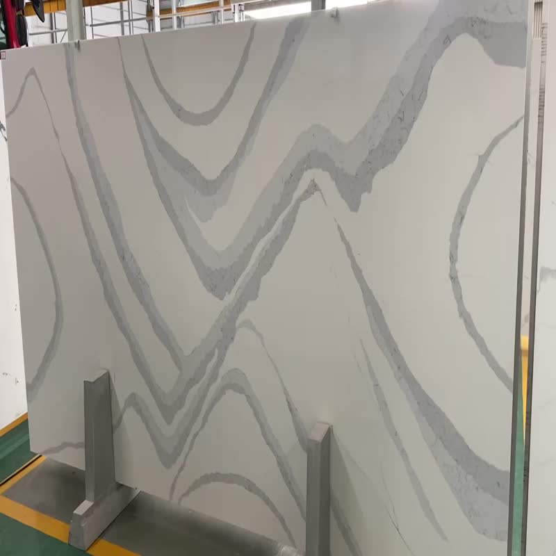 Artificial Stone Calacatta Grey Quartz With Blue Veins