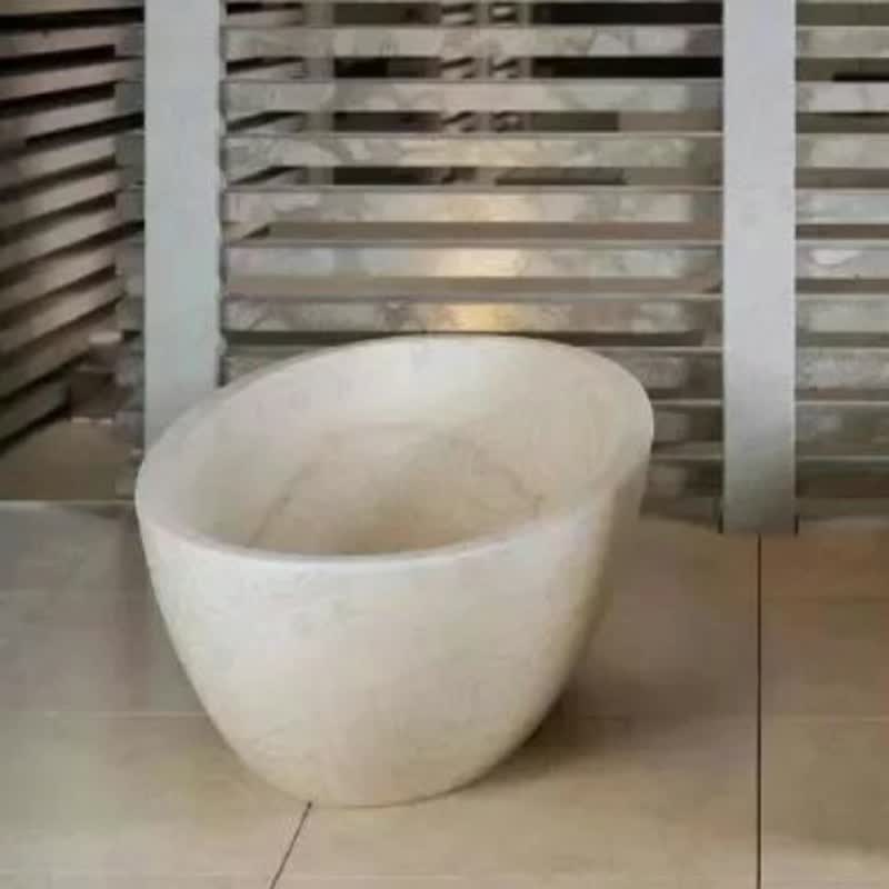 Carved Solid Surface Beige Bath Tubs