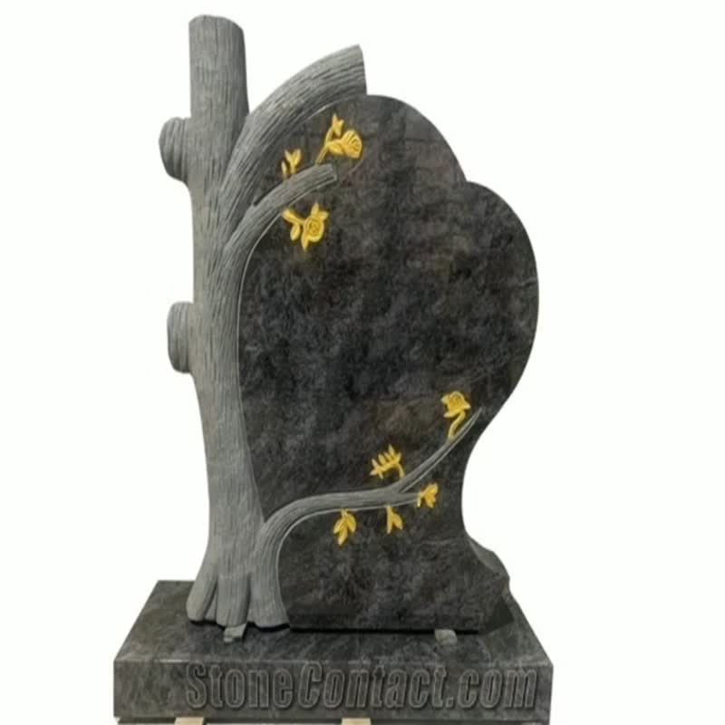 Green Granite Cross Gravestone Polished , Popular Granite