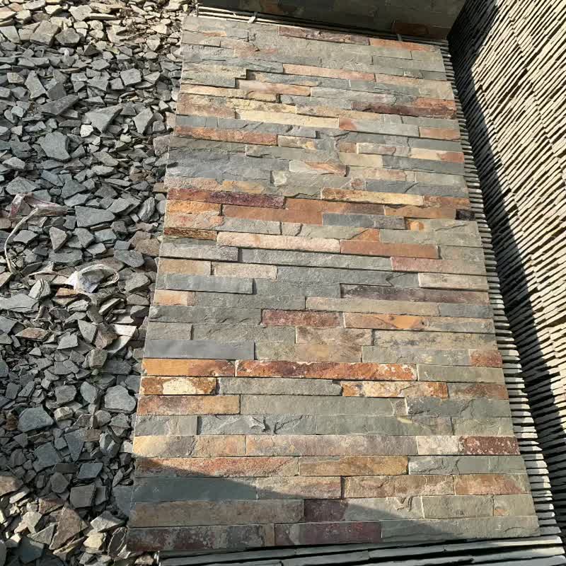 Mixed Colorful Slate Culture Stone Wall Cladding Panel