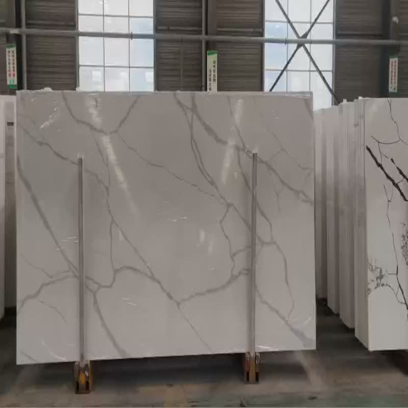 White Quartz Slabs In Stone Marble Look