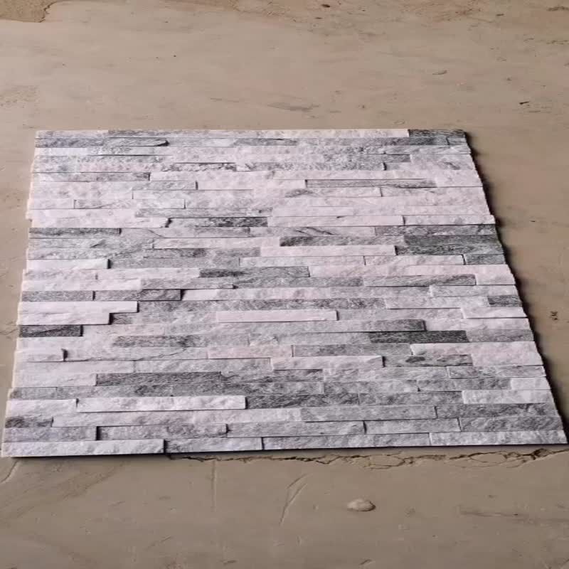 China Natural Grey Quartzite Wall Panel Split Stacked Stone