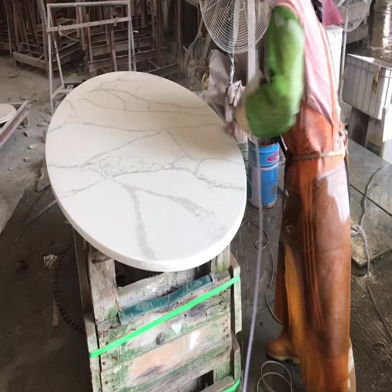 Marble Look Calacatta Quartz Kitchen Countertops