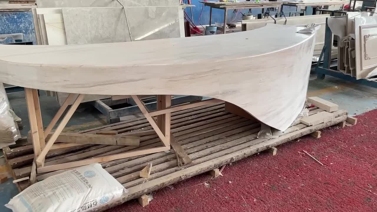 Economic Eurasian White Wood Marble Reception Counter