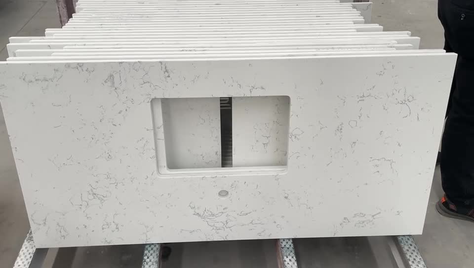 Engineer Artificial Stone Carrara White Quartz Countertop