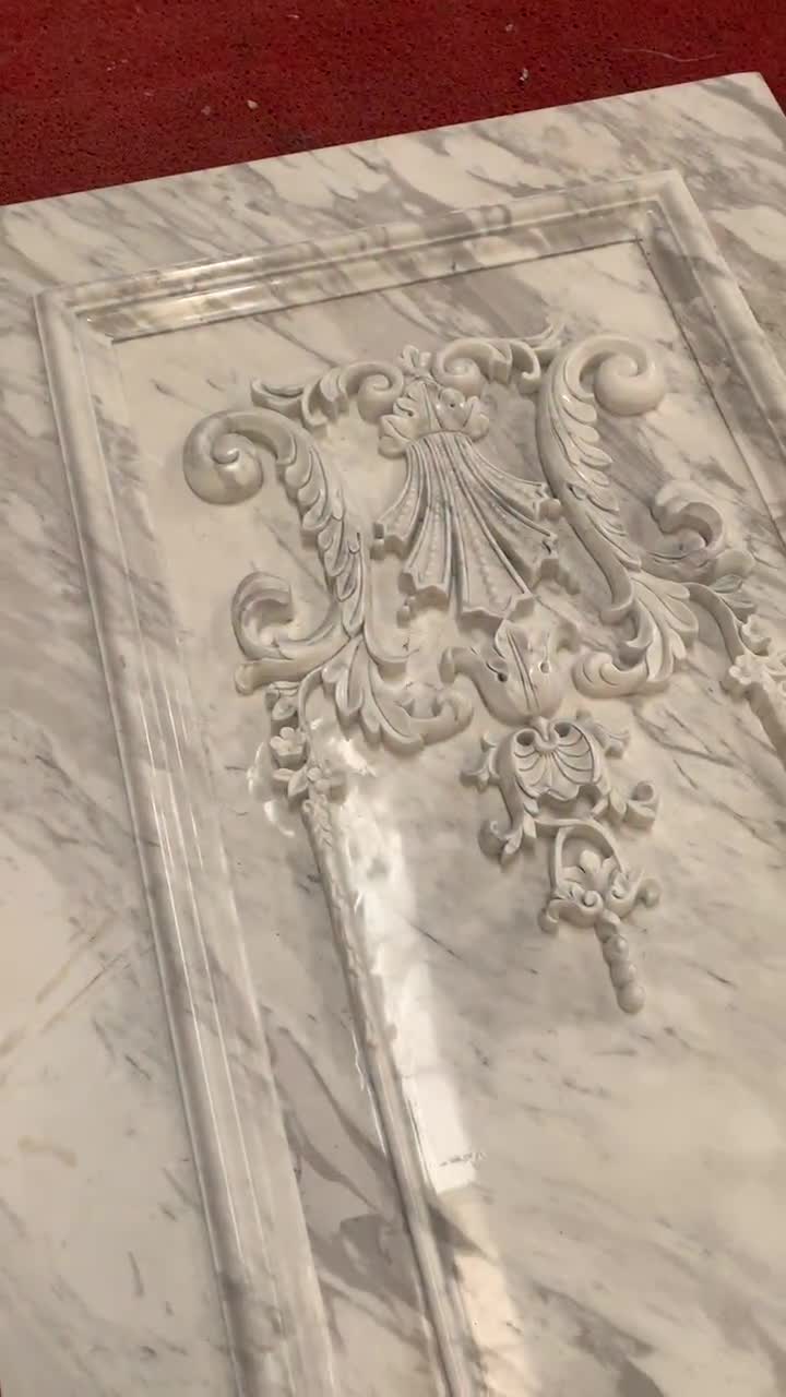 Customize Volakas White Marble Hand Carved Background Wall