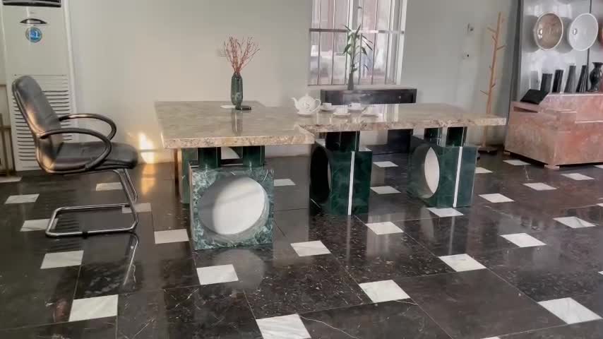 Coffee Table Round Top Made Of Marble Stone