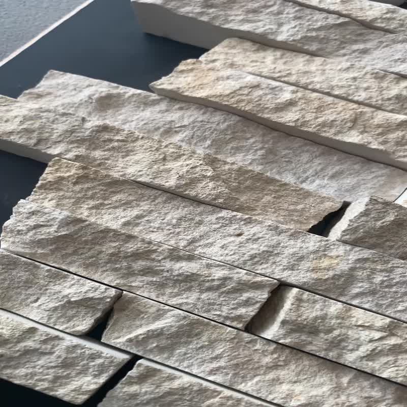 Crema Limestone Split Face Mesh Wall Cladding Panels