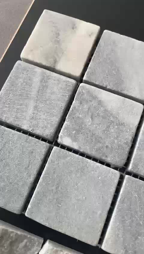 Platinum Marble 5X5 Tumbled Mesh Stone Mosaic Tiles