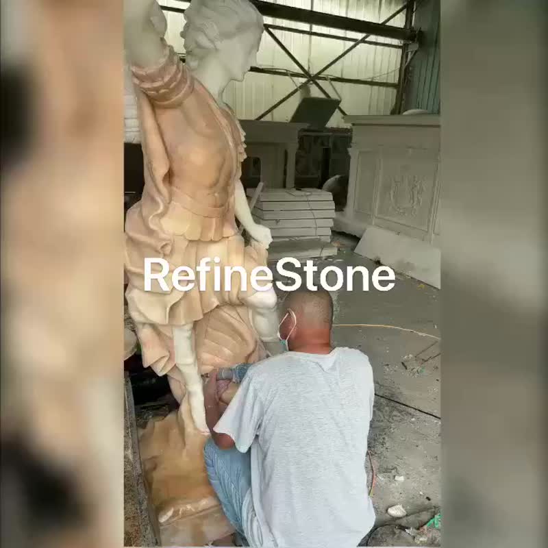 Garden Life Size White Marble Angel Statues With Wings