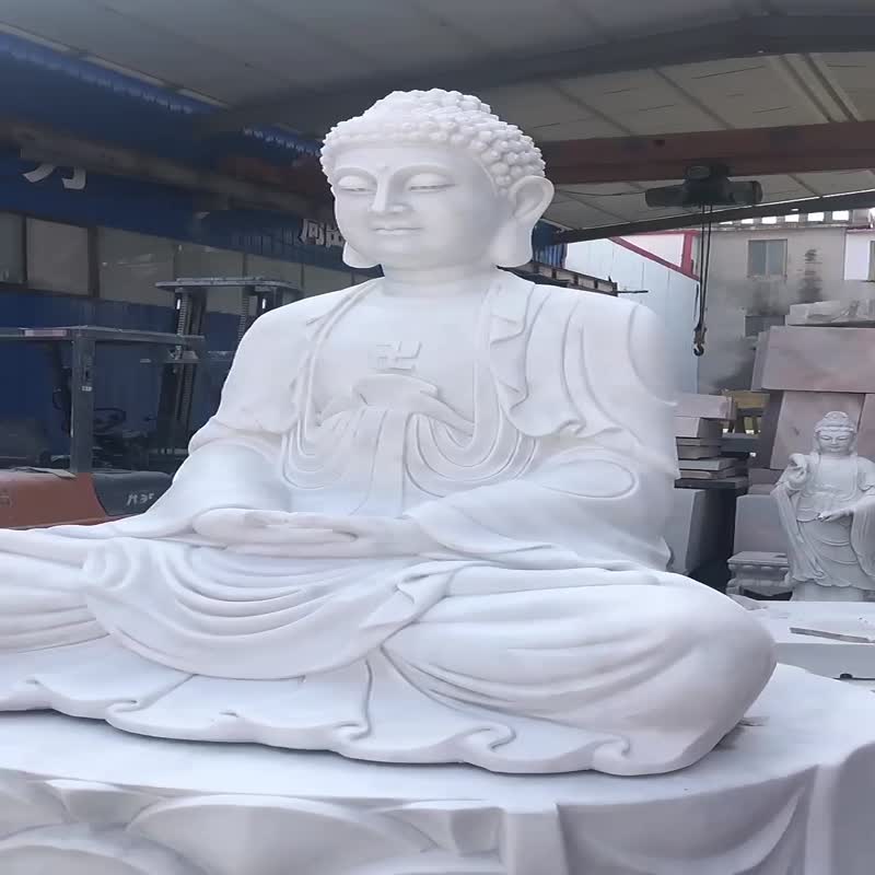 Natural Marble Stone Life Size Happy Laughing Buddha Statue