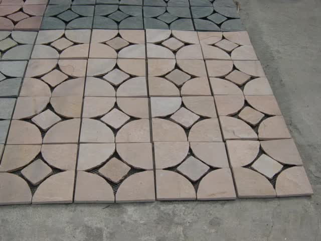 Pink Sandstone Pavers On Mesh,Random Flagstone Paving Stone