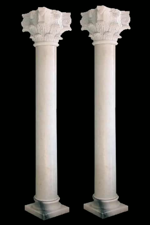 Pure White Marble Hand Carving Roman Columns & Pillars
