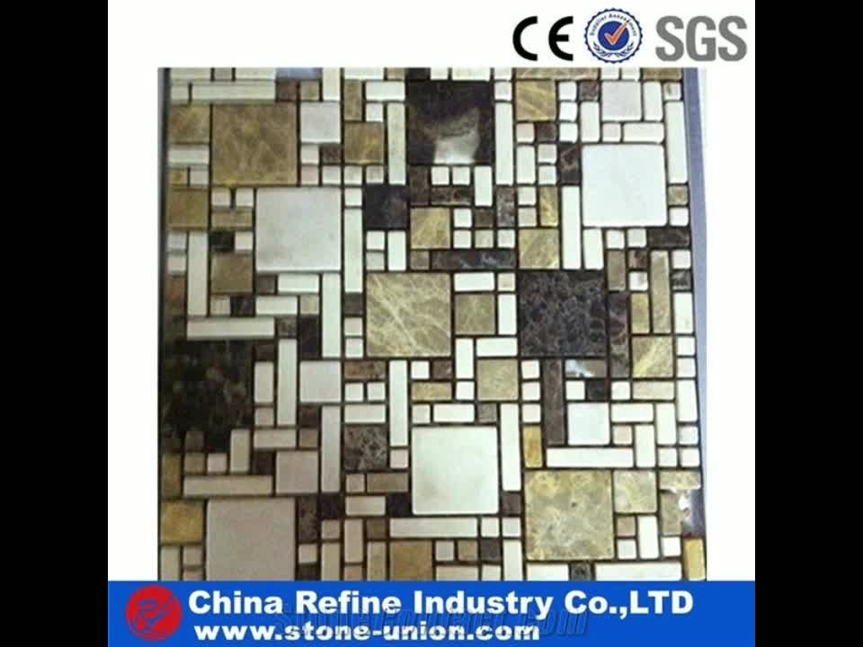 White And Green And Pink Mixed Stone Flooring,Mosaic Tiles