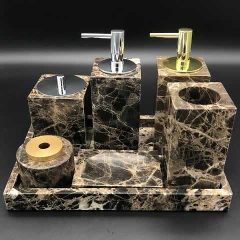 Wholesale  Dark Emperador  Marble Stone Toilet  Accessories