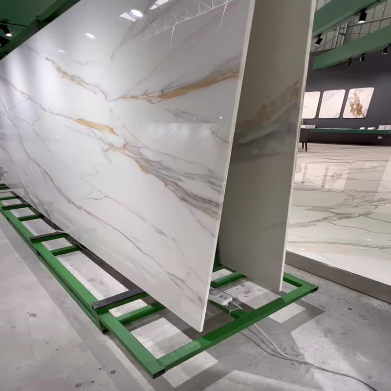 Full Body Calacatta White Crystallized Nano Glass Stone Slab