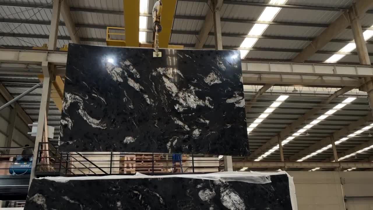 Polished Cosmic Black Granite Slabs For Kitchen Floor