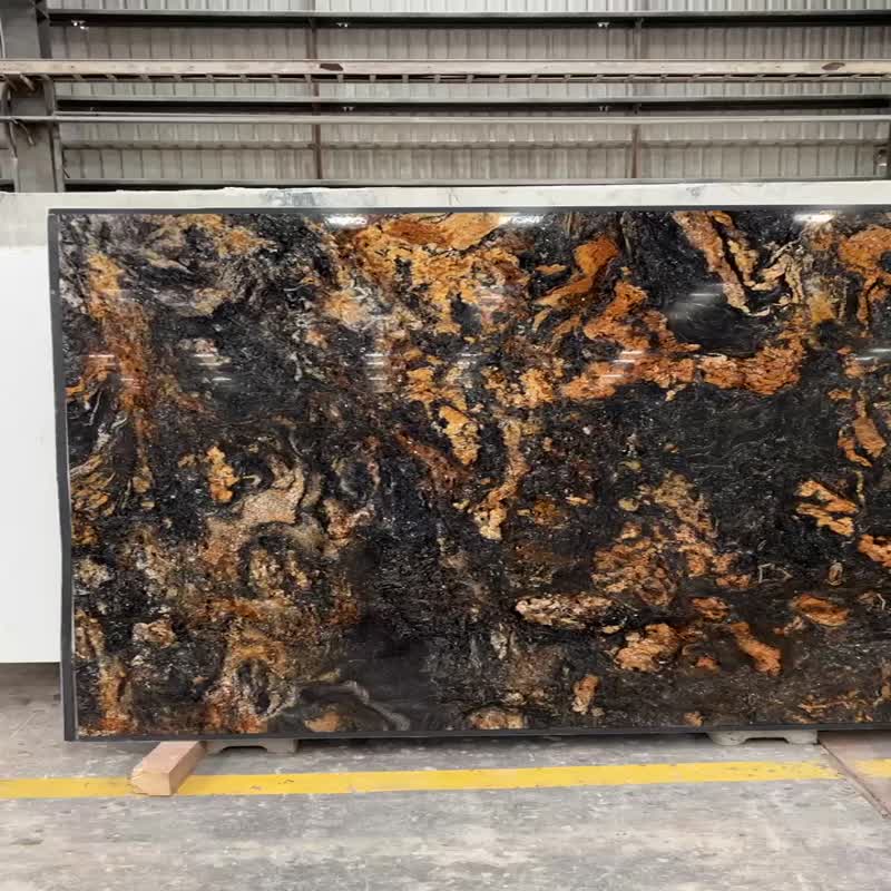 Exotic Brazil Black Tauros, Magma Gold Granite Slabs