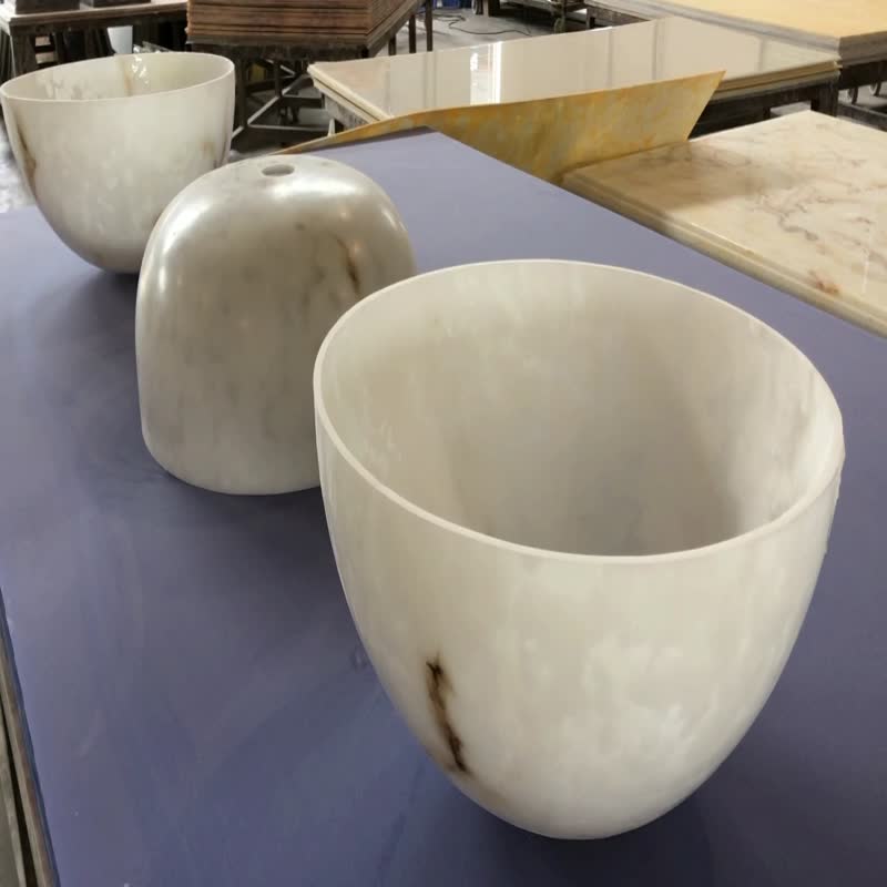 Artificial Marble Stone Slabs Translucent Lighting Bowl