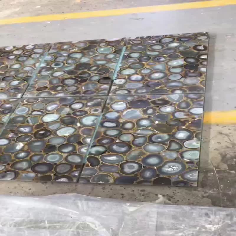 Blue Semiprecious Stone Kitchen Countertop Agate Island Tops