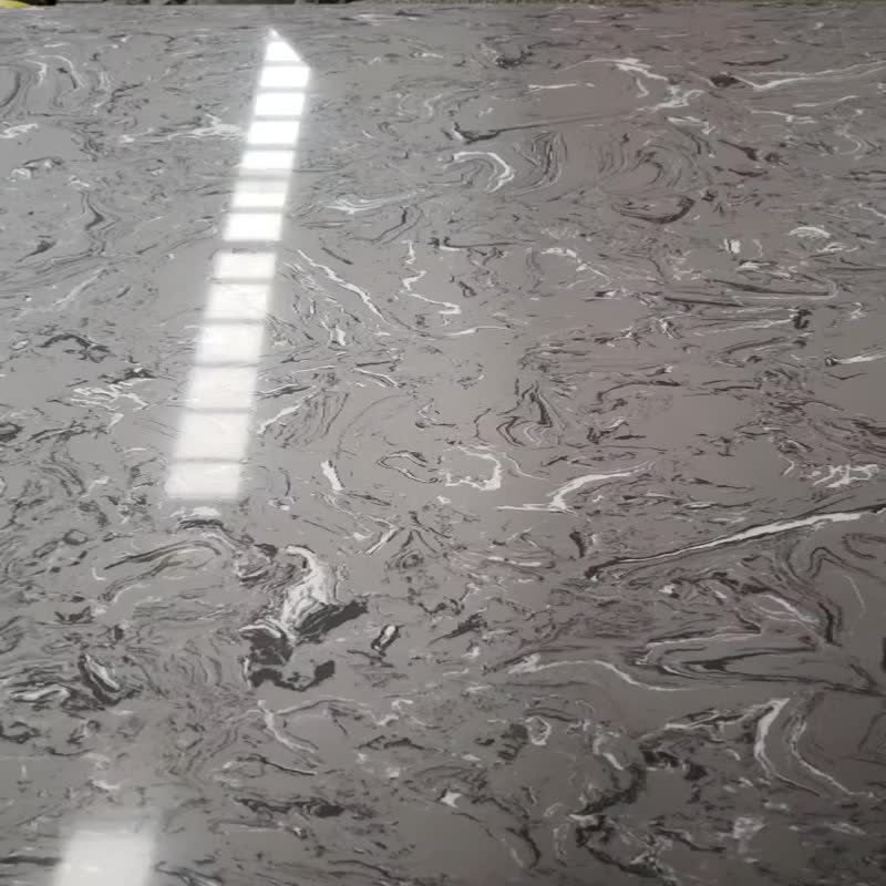 Polished Dora Clouds Grey Artificial Marble Slab Wall Floor