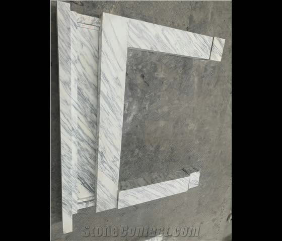 Decorative Italian White Statuary Marble Fireplace Mantel