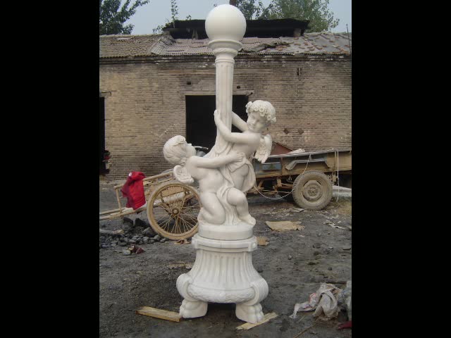 European Style Garden Decoration White Marble Child Statue