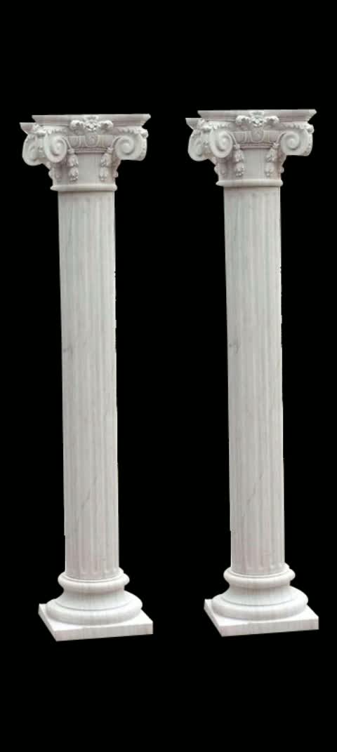 Hand Carved Chinese White Marble Stone Roman Column