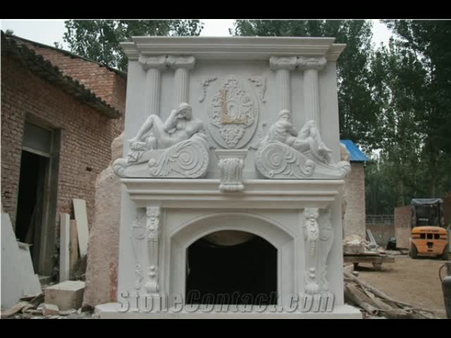 Home Use Luxury White Natural Marble Fireplace Surround