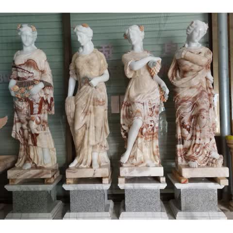 Natural Beige Onyx Four Goddesses Of The Seasons Statues