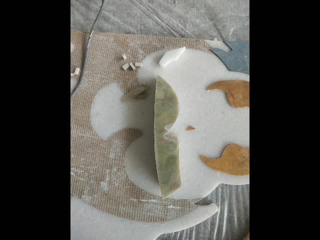 White Flower Design Marble Curved Waterjet Medallion Pattern