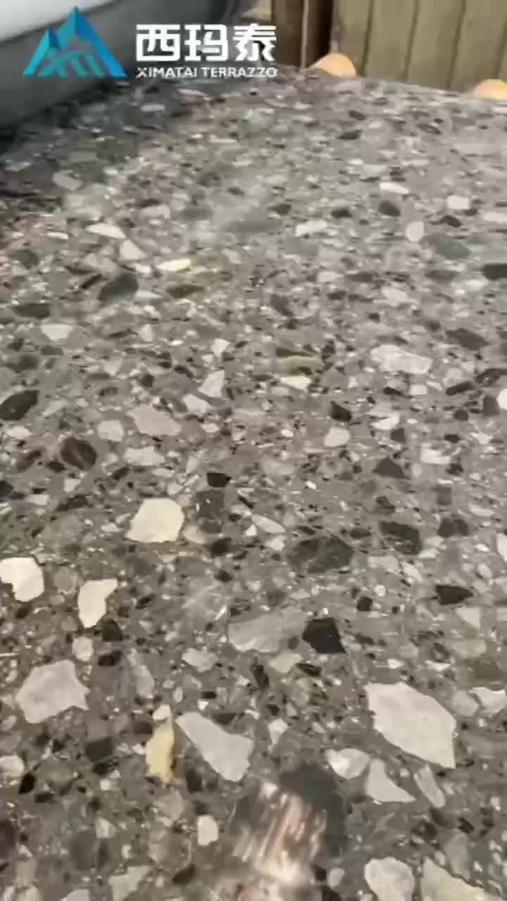 Aggregate Cement Terrazzo Slab Block White
