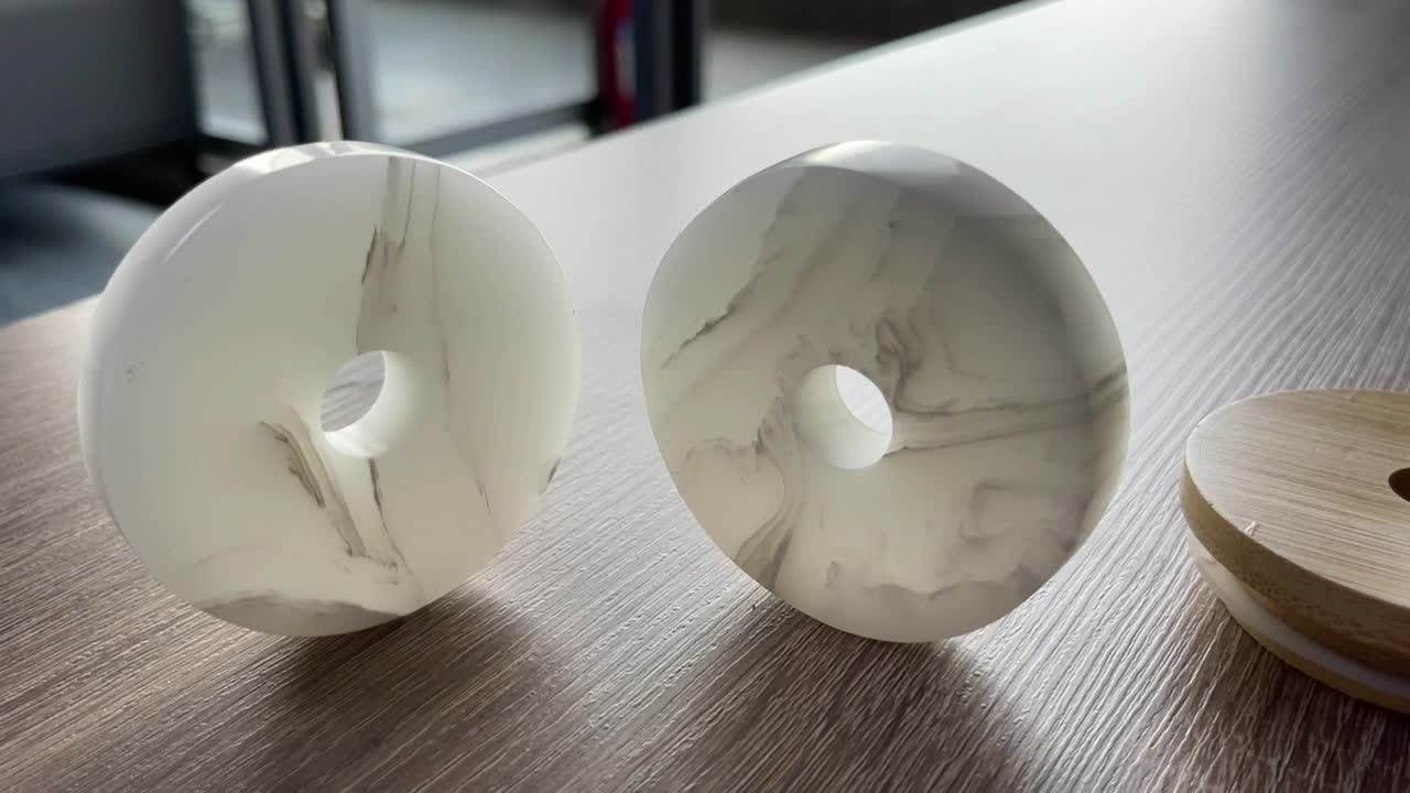 White Onyx Acrylic Artificial Stone Cup Lid