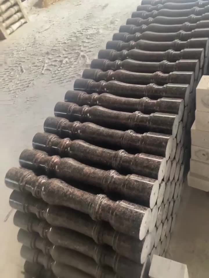 Stone Stair Balusters Grey Granite Terrace Balustrade Piers