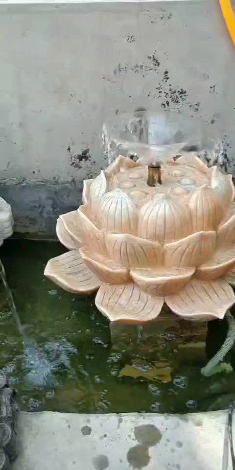 Beautiful Pink Lotus Flower Marble Carving Fountain