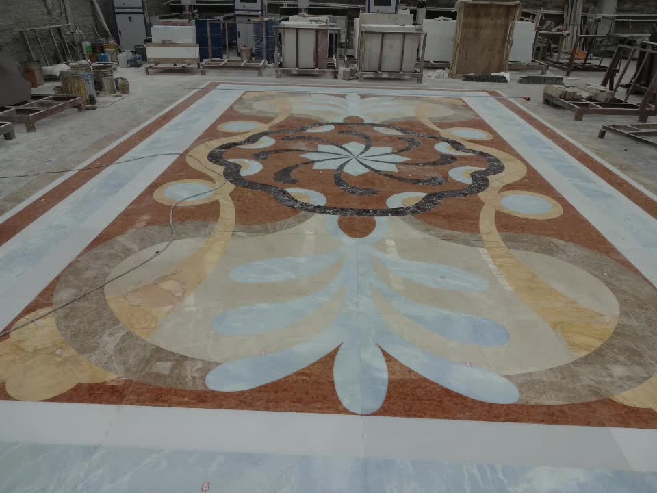 Flowers Design Multi Color Marble Water Jet Medallions
