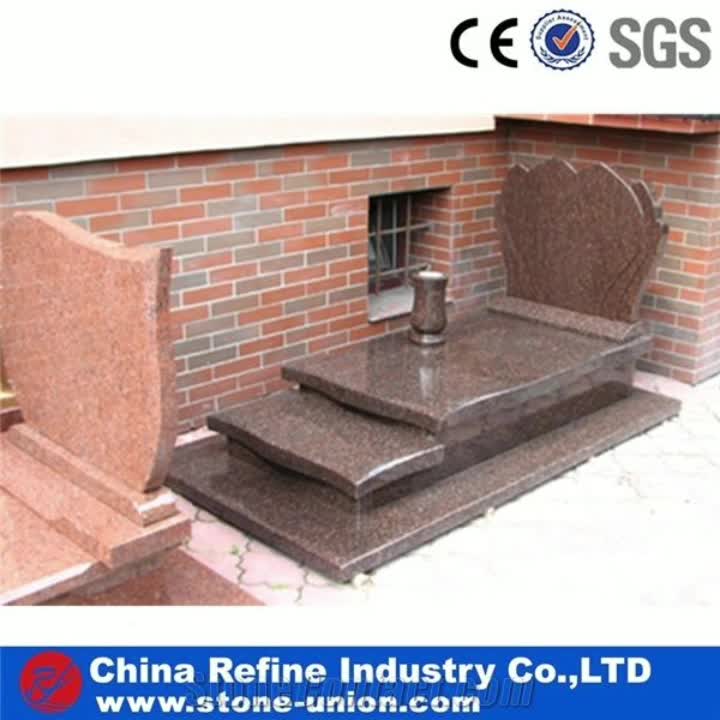 Red Granite Single Tombstone, Granite Monument & Tombstone