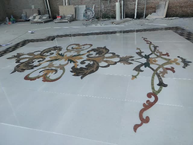 Round Modern Mixed Marble Waterjet Medallion