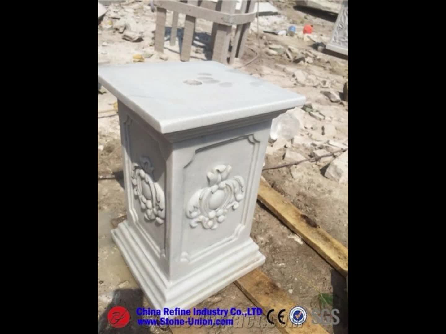 White Marble Planter Pots Exterior Flower Vase For Garden