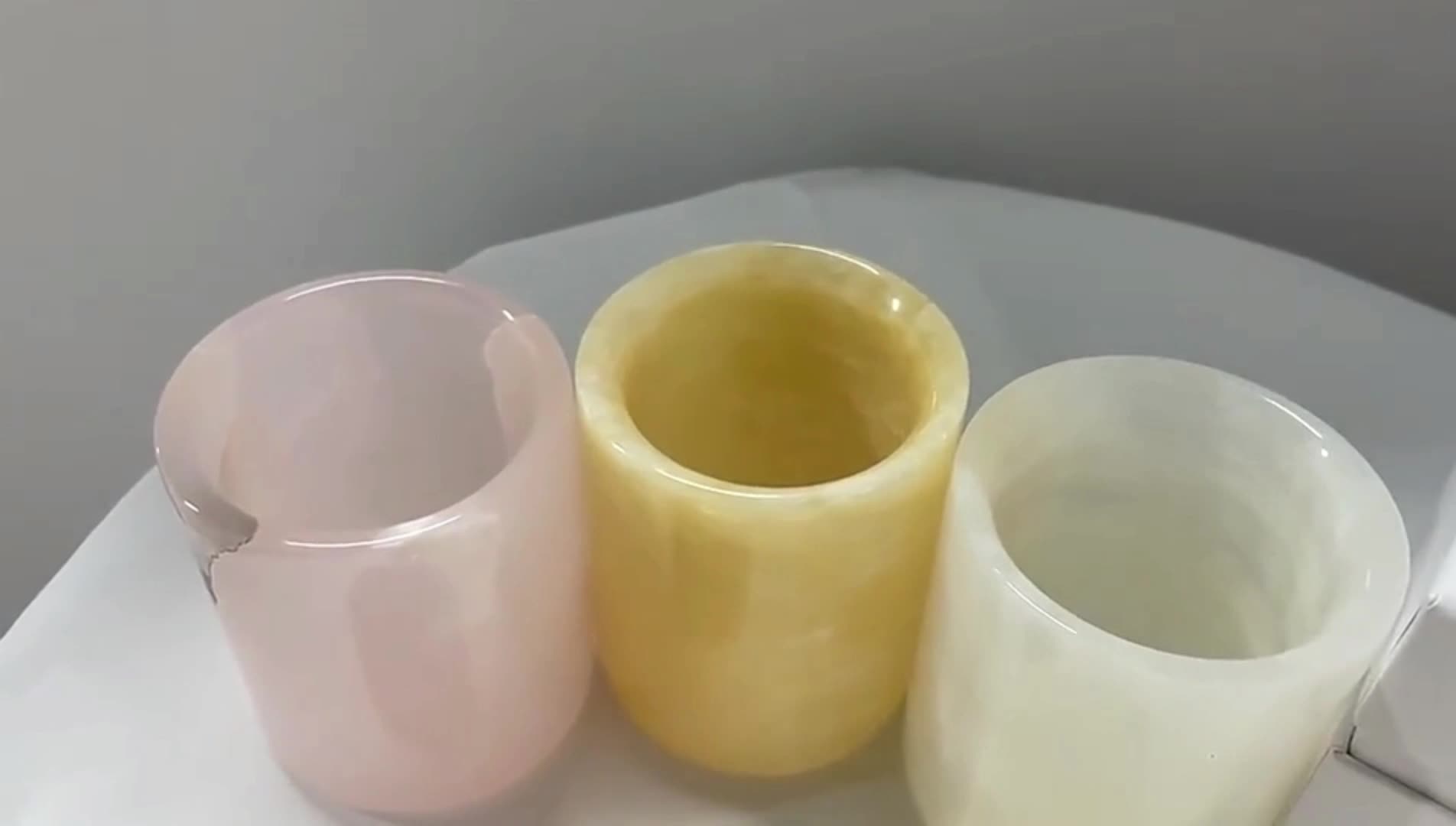 Wholesale Custom Marble Stone Candle Holder Jar With Lid