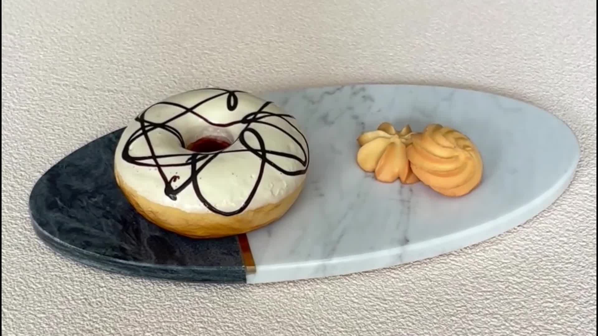 Black Mix White Marble Tray Marble Plates For Kitchen