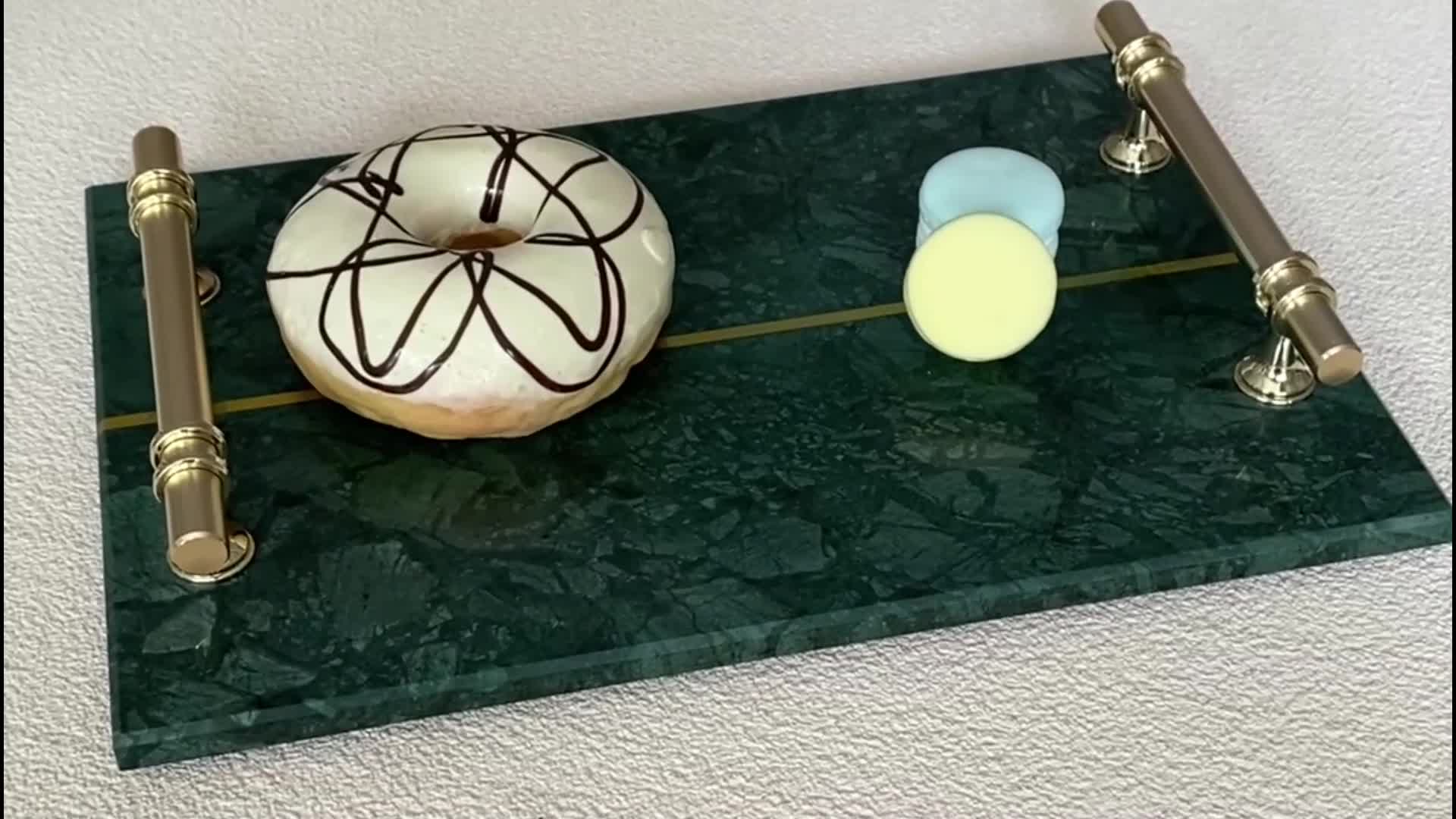 Green Rectangular Marble Tray