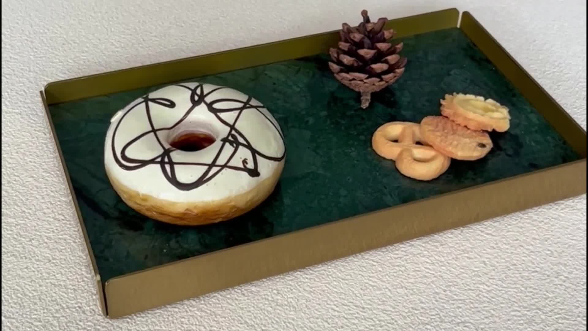 Marble Food Tray Green Serving Tray For Decoration