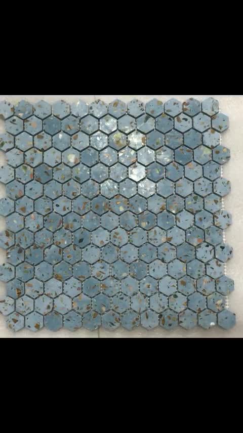 Blue Terrazzo 1 Inch Hexagon Mosaic Cement Mosaic Floor Tile