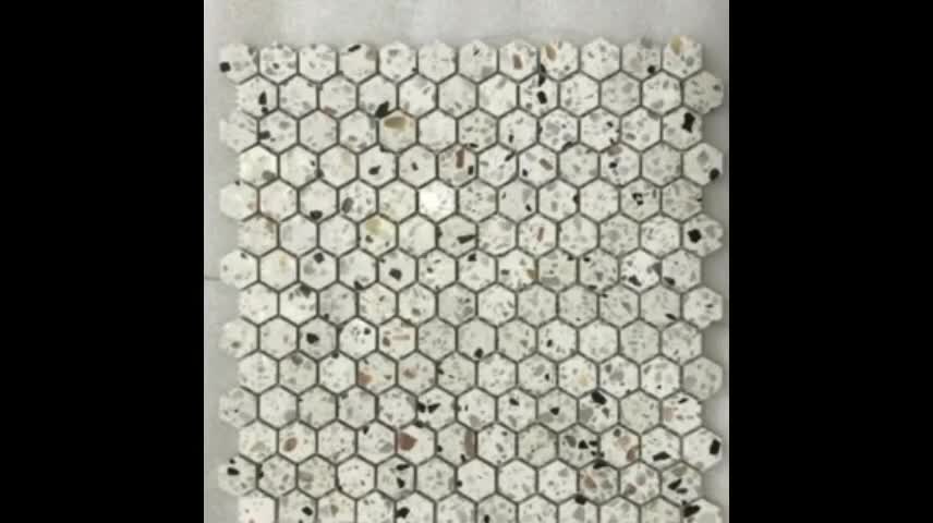 Colorful Terrazzo Hexagon Mosaic Cement Mosaic Floor Tile