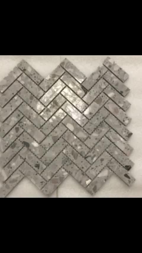 Grey Terrazzo Mosaic Cement Tile Mosaic Floor Herringbone