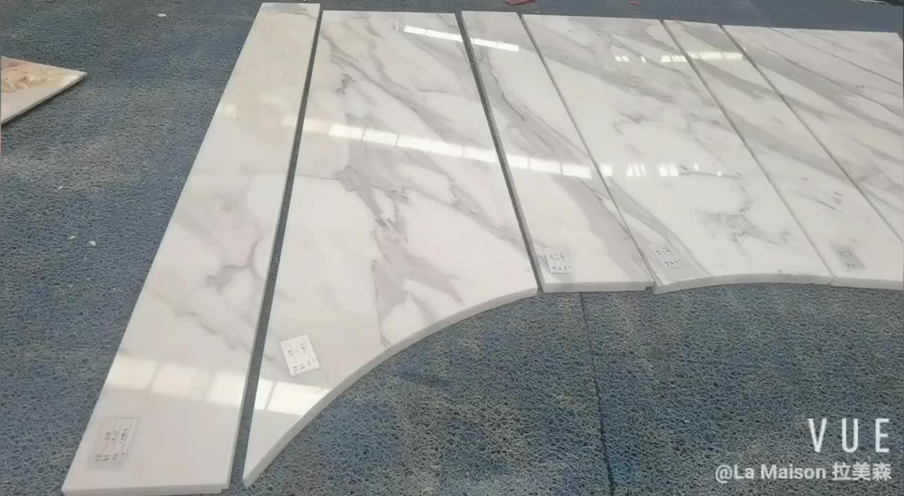 Calacatta Natural Marble Interior Spiral Staircase Steps And Riser