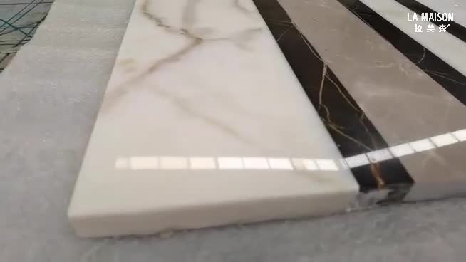 Calacatta White/Ariston Marble Waterjet Flooring Borders