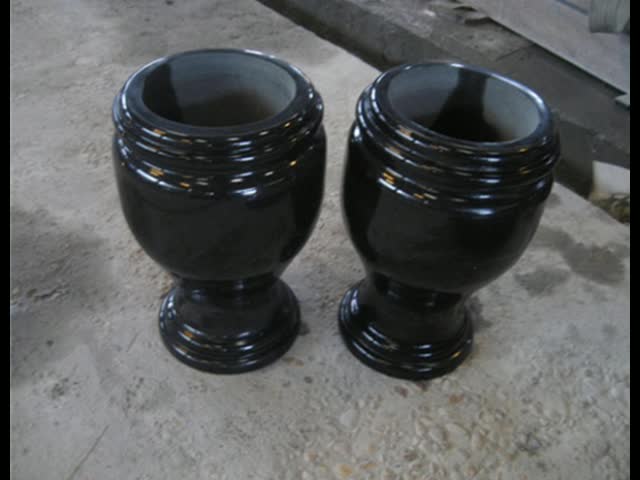 Absolute Black Granite Memorial Candle And Gravestone Vase