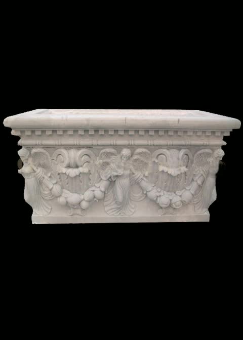 Cheap White Marble Carving Flower Stand & Planters